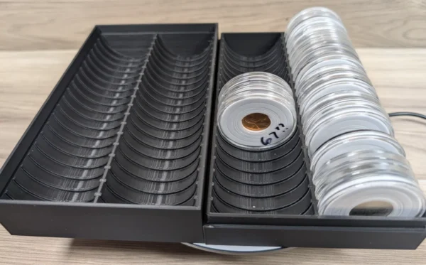 40-Slot 1 oz Coin Capsule Storage Box (Fits up to 52 × 7 mm) | Serial Shield 3D™