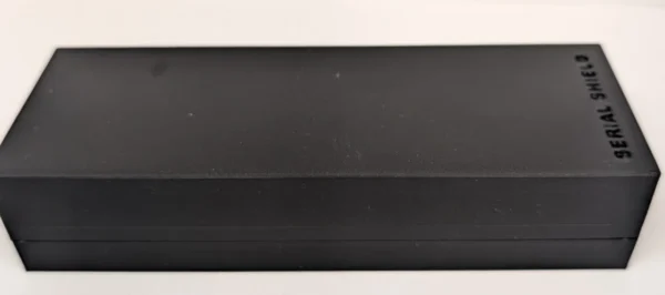20-Slot 1 oz Bar Capsule Storage Box – Closed Side View | Serial Shield 3D™ Side view of the closed black bar-capsule storage box