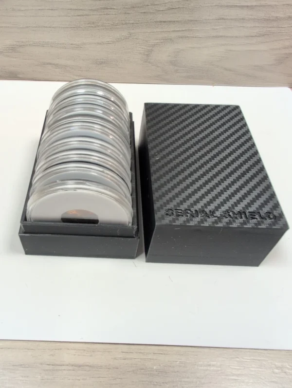 10-Slot 1 oz Coin Capsule Storage Box (Fits up to 52 × 7 mm) | Serial Shield 3D™