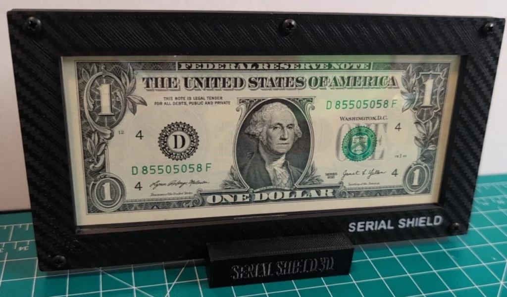 Budget 4-Mil Currency Display Frame with Stand | Serial Shield 3D™