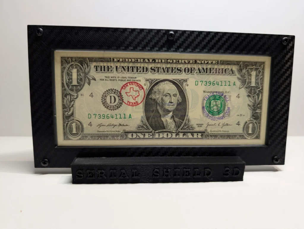 Premium 7-Mil Currency Display Frame with Stand | Serial Shield 3D™