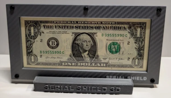 Premium 7-Mil Currency Display Frame with Stand | Serial Shield 3D™