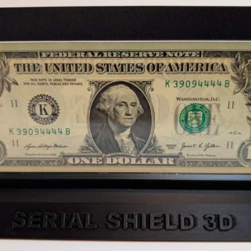Platinum 10-Mil Currency Display Frame with Stand | Serial Shield 3D™