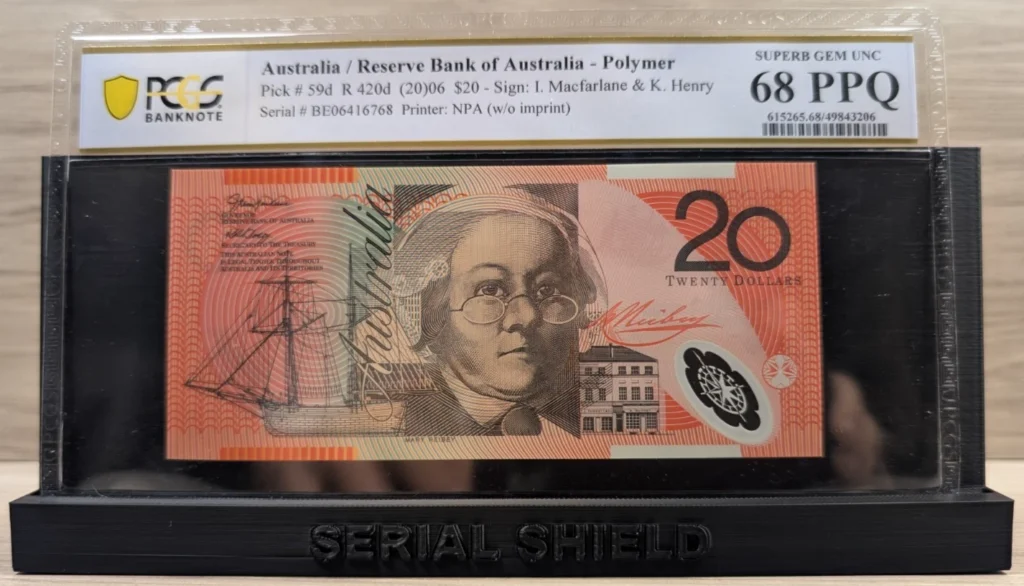 Graded Banknote Slab Wall/Desk Display Stand | Serial Shield 3D™