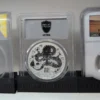 20-Pack 10° Graded Coin Slab Display Stands – Full Slab Display | Serial Shield 3D™ Full front view of a graded coin slab on a black display stand