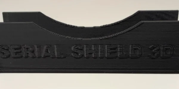 20-Pack 10° Graded Coin Slab Display Stands – Branding Close-Up | Serial Shield 3D™ Close-up of the Serial Shield 3D™ branding molded into the stand