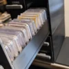 Stackable Coin Capsule and Graded Slab Storage System – Extended Drawers Side View | Serial Shield 3D™ Side-angle view of multiple drawers extended from the storage system